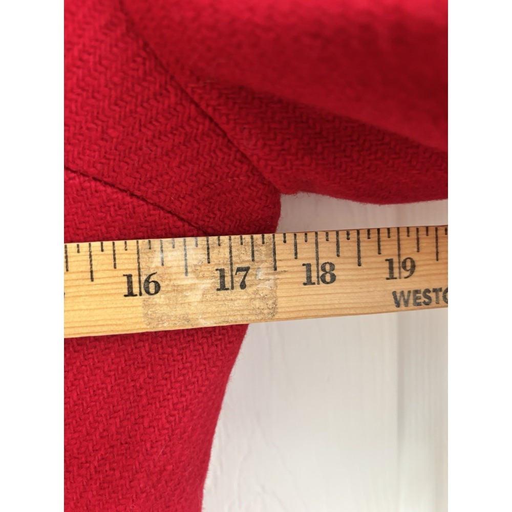 Vintage 1960s Red Princess Coat Wool Black Faux Fur Trim Hoood Long Sz S A-Line - Picture 5 of 16
